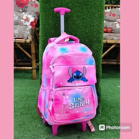 Mochila Feminina com Rodinha Estampado Escolar de Nylon Impermeavel Infantil rosa