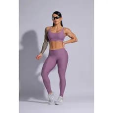 Conjunto Fitness Feminino Top + Calça Cintura Alta Lavanda Premium