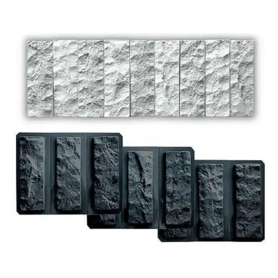 9 Formas 3D RockFaces Forma 3D Tijolinho Molde 3D Travertino tam 29,5 x 9,5