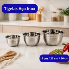 Kit Tigela Multiuso Profissional Bowl Grande Bacia Recipiente Inox Reforçado Batedeira Oferta