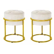 Kit 2 Puff Banqueta Redondo Ferro Banco Poltrona Sala Escritorio Penteadeira Decoração Escolha Cor