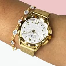 Relógio Feminino de Luxo Quartzo Dourado Prata Preto Rosé Qualidade Premium 100% Original