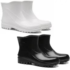 BOTA PVC CANO CURTO BRANCA OU PRETA RESISTENTE SEM FORRO AÇOUGUE HOSPITAL LIMPEZA BRACOL ACQUAFLEX