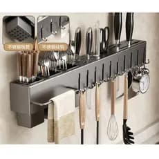 Suporte Organizador Multiuso para Utensílios de Cozinha 10 Ganchos - Cinza Cozinha mais organizada e pratica