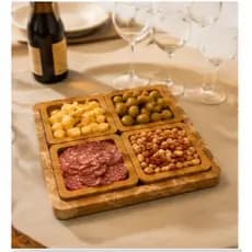 🧀 Kit Petisqueiras Quadradas Tabua em Madeira Natural MDF Petiscos Frios Aperitivos 🍢✨