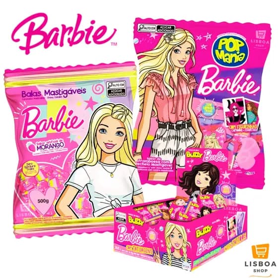 Kit Doces Barbie Pirulito Chiclete Balas para Lembrancinhas C/240 unidades Guloseimas
