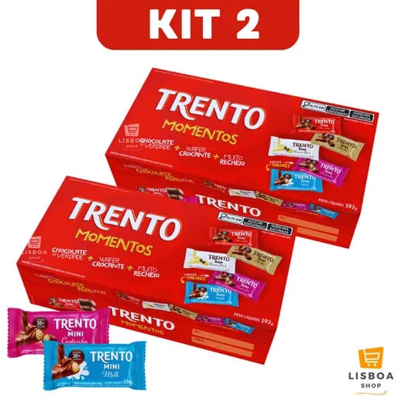 Trento Chocolate Momentos Kit 2 Caixas 168g c/12un cada