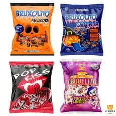 Pirulito Halloween Kit 4 Pacotes C/200 unidades Guloseimas