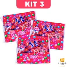 Chiclete De Bolinha Danny Ball Kit 3 Pacotes 300g com 100 unidades cada