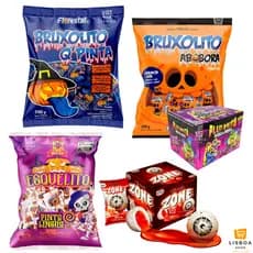 Kit Doces Halloween C/230 unidades Pirulitos e Chicletes