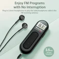 [Mini Rádio FM Portátil] Recarregável Com Clipe-Adequado Para Reuniões , Passeios-Vem Fones De Ouvido