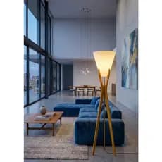 Luminária Abajur de Chão Mônaco Desmontável em Madeira Decorativa para Sala