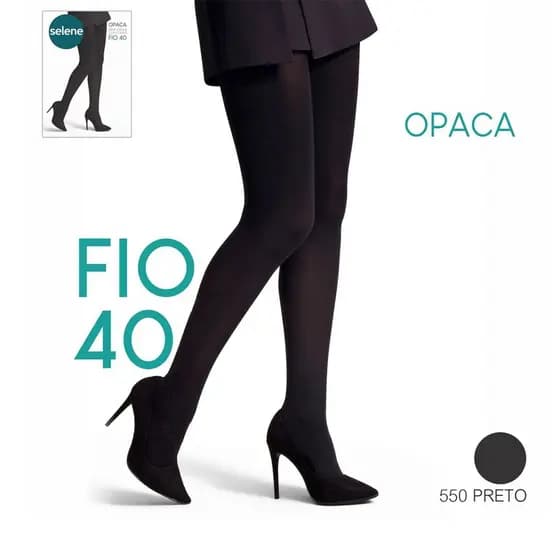 Meia Calça Fio 40 Opaca Selene Original Preto Pó de Pege