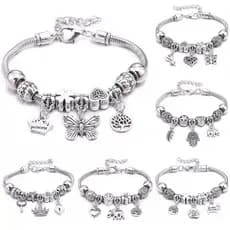 Pulseira Berloques Prata / Ouro / Rose Estilo Feminina Presente moda/Modelo aleatório（Com 11 acessórios）