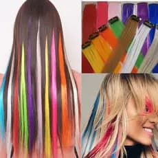 kit 12 un colorido e variado Trava De Cabelo Sintético Coloridas 55 cm Mecha Corda aplique de cabelo