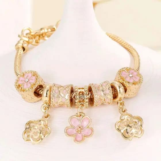 Pulseira Berloques Ouro Estilo Feminina Presente moda/Modelo aleatório（Promoção）