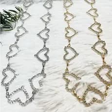 Novo cinto feminino em formato de coração com corrente de diamantes 2024