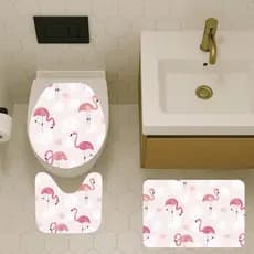 Tapete Jogo de Banheiro 3 Peças Antiderrapante Flamingos ( job 115)