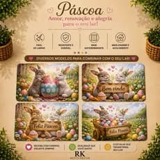 Tapete de Entrada Premium Antiderrapante Costura Reforçada Feliz Páscoa