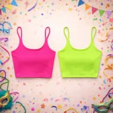 Top Curto Neon Carnaval 2026 | Rosa Verde Amarelo