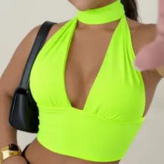 Blusinha Carnaval 2026 moda gringa, verde neon, rosa neon, amarelo neon, bloquinho, bloco, brilho, paete