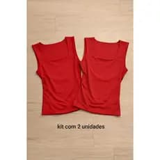 kit 2 Blusa Regata Decote Quadrado Básica Feminina Moda feminina Blusinha