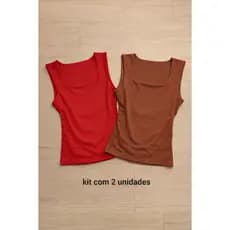 kit 2 Blusa Regata Quadrado Básica Feminina Moda Blusinha Elegante