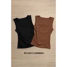 Kit 2 Regata Blusa Decote Quadrado Reta Tendencia Suplex Premium Liso Verão Moda Gringa