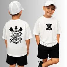 Conjunto Infantil Camiseta e Short Moletinho Times de Futebol Timão