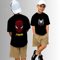 Conjunto Camiseta e Short Infantil Juvenil Unissex Spider Man Homem Aranha Estampado