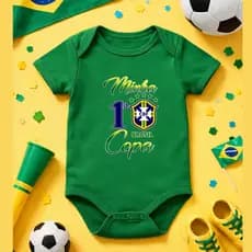 Body Bebê Infantil Unissex Minha primeira Copa do Mundo Brasão Brasil Times de futebol