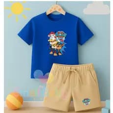 Conjunto Infantil Camiseta e Short Moletinho Patrulha Canina Paw Patrol man Festa Temática Estampado
