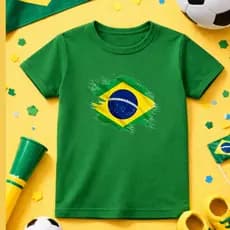 Camiseta Infantil e adulto Unissex Bandeira do Brasil para familia copa do mundo Times de futebol