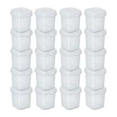 100 un Pote Quadrado com Lacre 220ml Bolo no Pote, Pote Quadrado Plástico