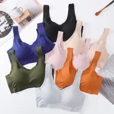 Kit 2 Pcs de Top Fitness Esportivo Feminino com Bojo em Poliamida Suplex para Academia Treino Yoga
