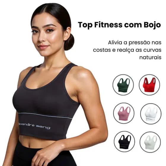 Kit 2 Pcs de Top Fitness Feminino com Bojo em Algodão Suplex Ideal para Academia Treino Yoga