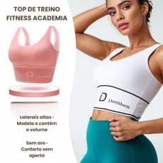 Kit 2 Pcs de Top Fitness Feminino com Bojo em Poliéster Suplex Ideal para Academia Treino Yoga