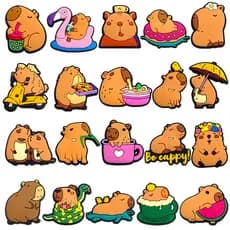 Kit pins bottons pingente decorativos de capivara emborrachado para babuche