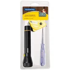 Kit de Ferramentas Tramontina com Trena Chave Teste e Lanterna para Uso Doméstico 3 Peças