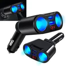 1Pc Carregador Digital Duplo USB Para Carro De Isqueiro De 2 Vias Adaptador De Soquete Giratório