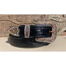 Cinto Country Couro 100% Legitimo com Fivela Cobre de Pedraria Rodeio Boaideira Ana Castela