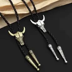Colar Country Banhado Verniz Couro Feminino Gravata Western