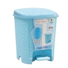 Lixeira Colorida Quarto Criança 6 Litros Rattan Tampa E Pedal Banheiro Escritório Banheiro Cor Azul