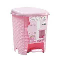 Lixeira Colorida Quarto Criança 6 Litros Rattan Tampa  Pedal Banheiro Escritório Banheiro Cor Rosa