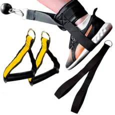 Kit Puxadores Polia Baixa + Par de Puxador Nylon Estribo Com Puxador Triceps Maquina Peso Crossover