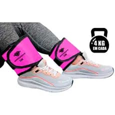 Tornozeleira Peso Par Caneleira de 4kg Rosa Pernas Gluteo Treinamento Casa Academia Funcional Treino