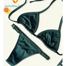 Biquini marquinha de fita verde musgo minimalista com regulador ENVIO IMEDIATO