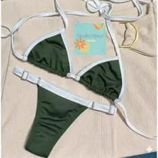 Biquini marquinha de fita bicolor musgo regulagem perfeita ENVIO IMEDIATO