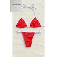 Conjunto de biquini mini marquinha vermelho bicolor bronze verão ENVIO IMEDIATO