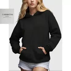 Moletom Feminino Canguru Com Capuz Liso Blusa de Frio Casaco Blusao Inverno Premium
